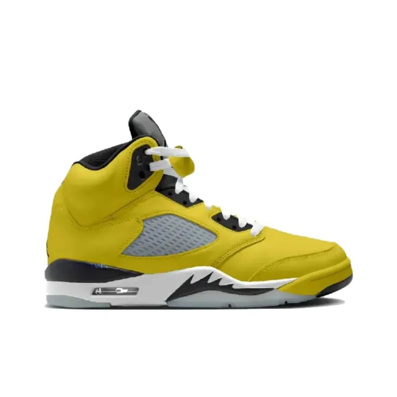 Jordan Air Jordan 5 Anti-Slip Wear-Resistant Mid-Top Vintage Basketball Shoes Unisex Yellow-1