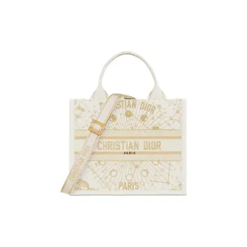 DIOR BookTote Fabric Tote Bag, Shopping Bag, Shoulder Bag, Handbag Trumpets Women's Milk White