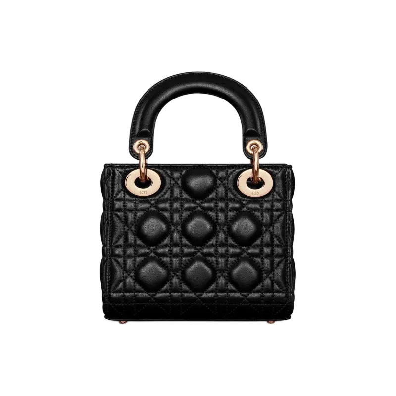 DIOR Lady Dior Sheepskin One Shoulder Handbags Mini Women's Black-1