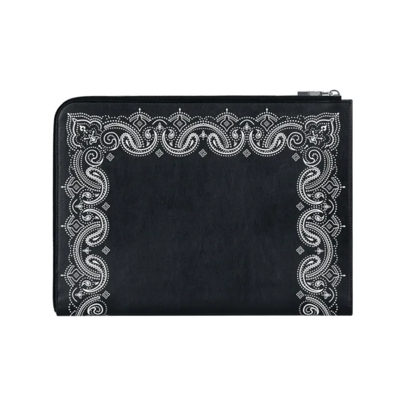 GIVENCHY Smooth Cow Leather Clutch Large Size Men's Black-1