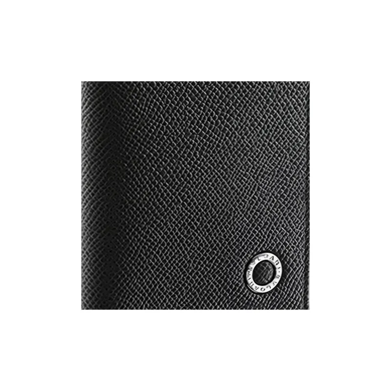 BVLGARI Grained Calfskin Wallet Men's Black-4