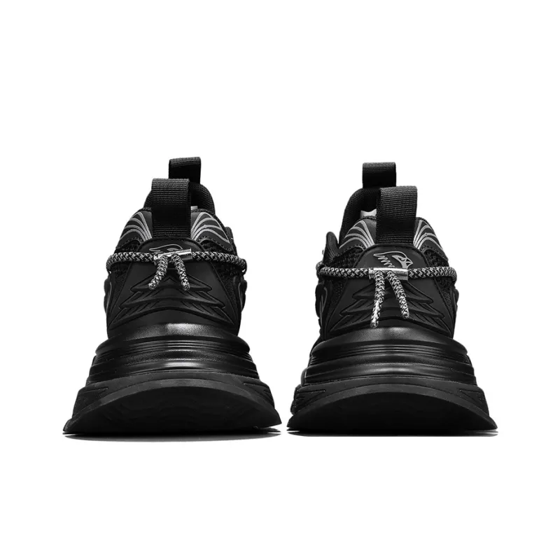 NFL Anti-Slip Wear-Resistant Breathable Lightweight Height Increasing Low-Top Chunky Sneakers Men's Black-4