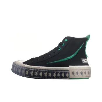 Kappa One Piece Anti Slip And Wear Resistant Lightweight Balance High Top Canvas Shoes Unisex Black Green