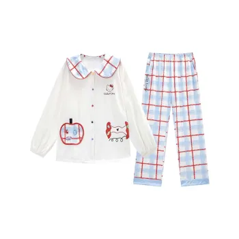GUKOO x Hello Kitty Pajama Set Women's Cotton White