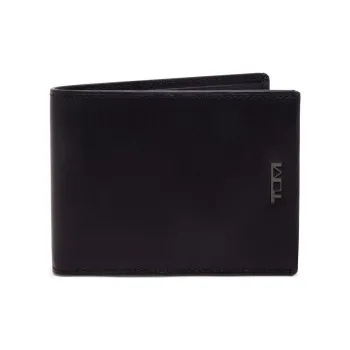 TUMI Leather Wallet Regular Unisex Black