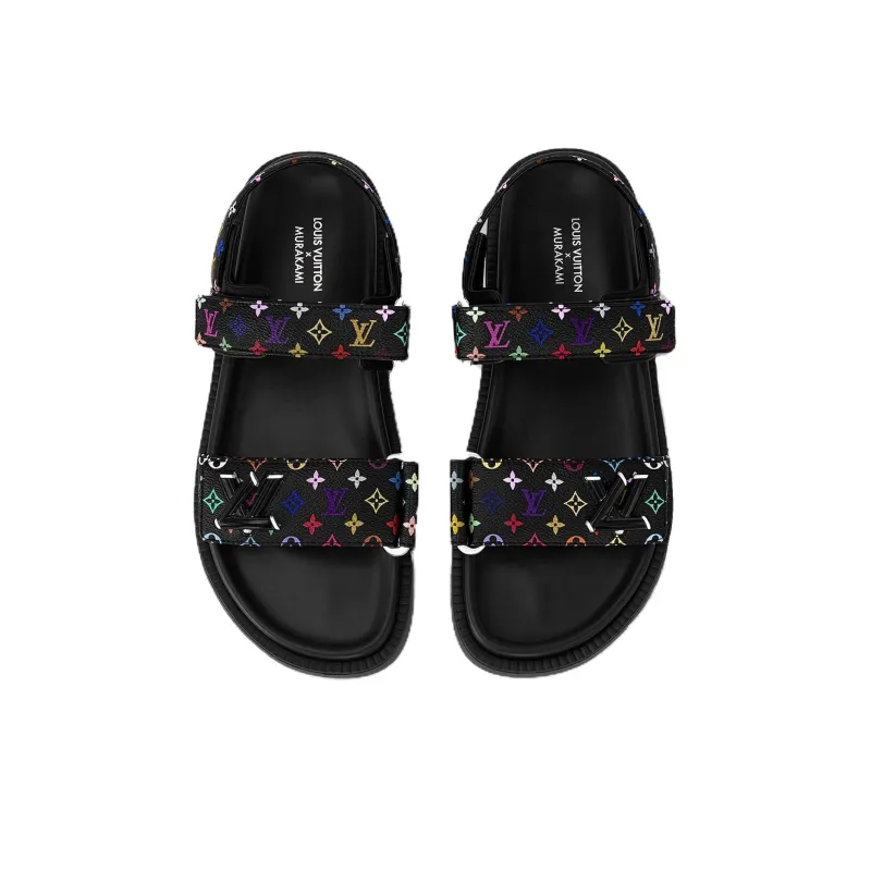 LOUIS VUITTON Lv Sunset Flat Comfort Sandal Takashi Murakami Black Women's-3