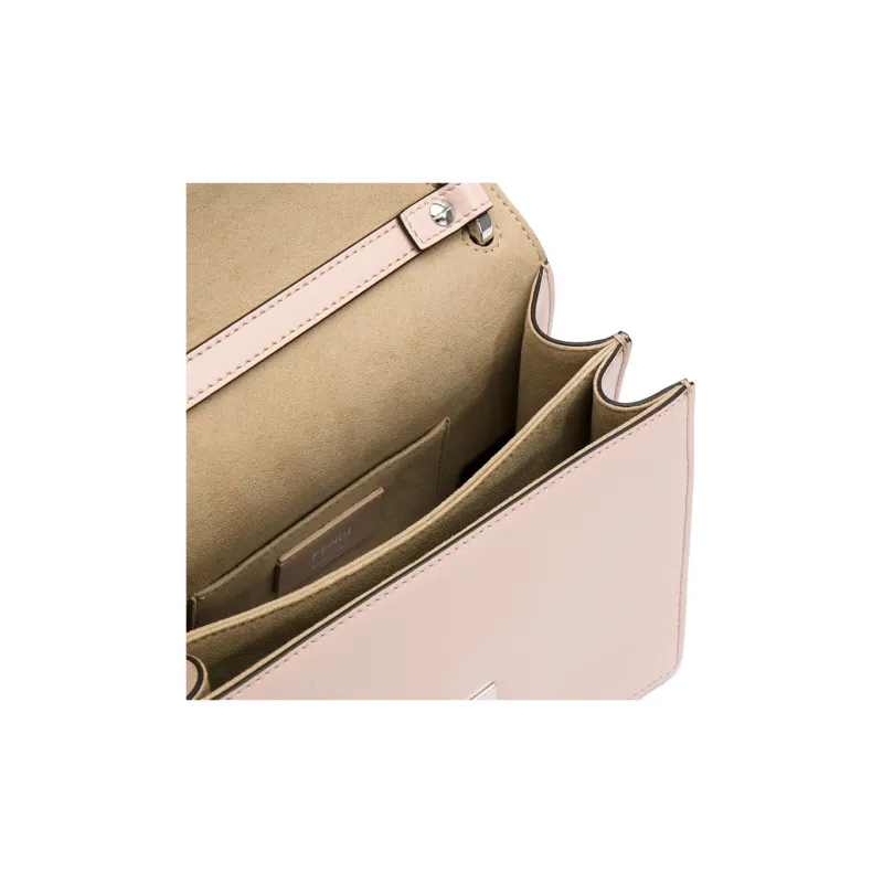 FENDI Kan I Leather Shoulder Bag, Crossbody Bag Small Size Women's Pink-4