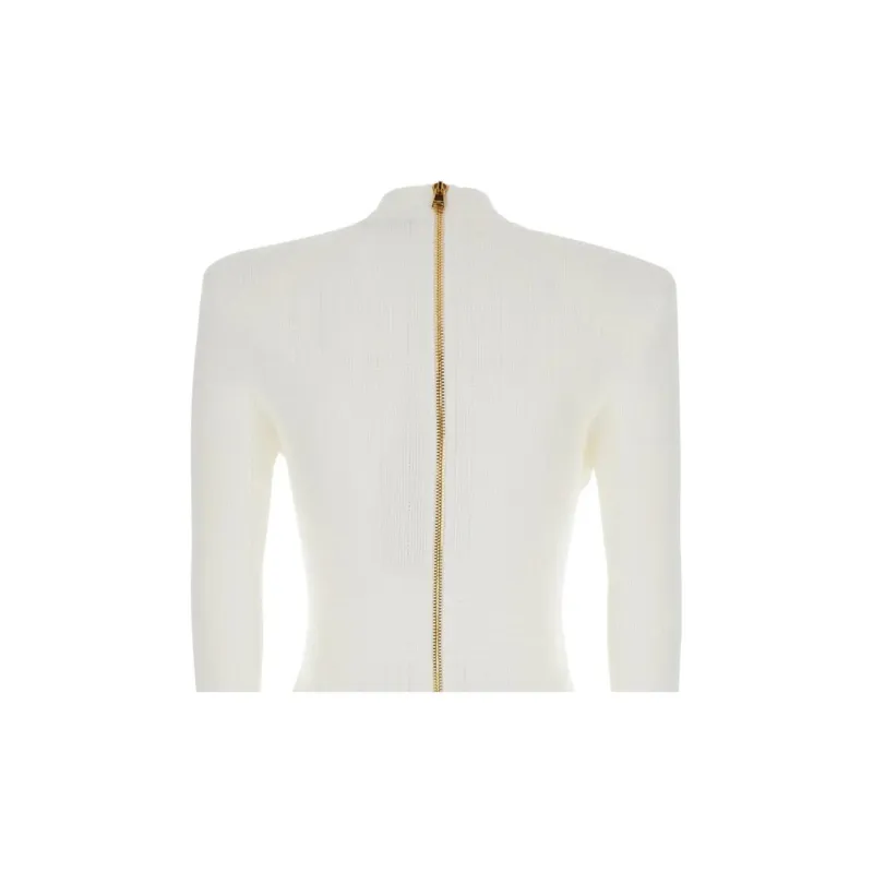 BALMAIN Long Sleeved Dress Women's White-4