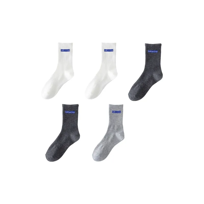 Cotton Gene Mid Calf Socks Unisex 5 Pack-25