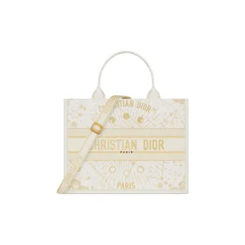 DIOR BookTote Cotton Tote Bag, Shopping Bag, Handbag Medium Size Women's Light Yellow