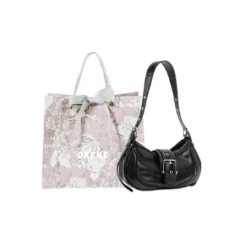 OKEKE Pu Shoulder Bag Regular Unisex Black/Coffee/Silver