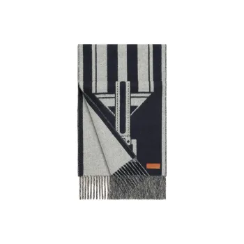 HERMES Cashmere Knit Scarves Unisex Black