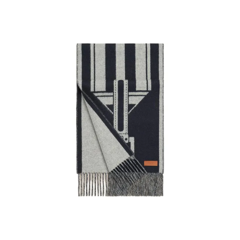 HERMES Cashmere Knit Scarves Unisex Black-0