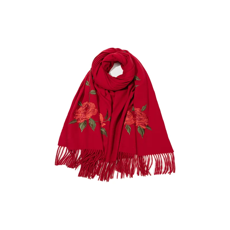 Shanghai Story Sheep Wool Knit Scarves Women's 3 Colors Available For Selection-14