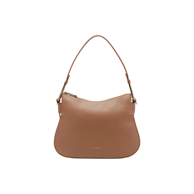 COCCINELLE Grained Leather Crossbody Bag Shoulder Bag Small Size Women's Brown-0