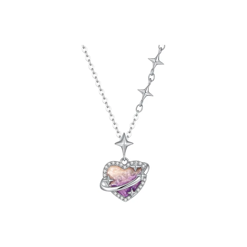 WINY 925 Silver Synthetic Cubic Zirconia Necklace Adjustable Confession Of Secret Love Niche Design Women's Gold Silver-0