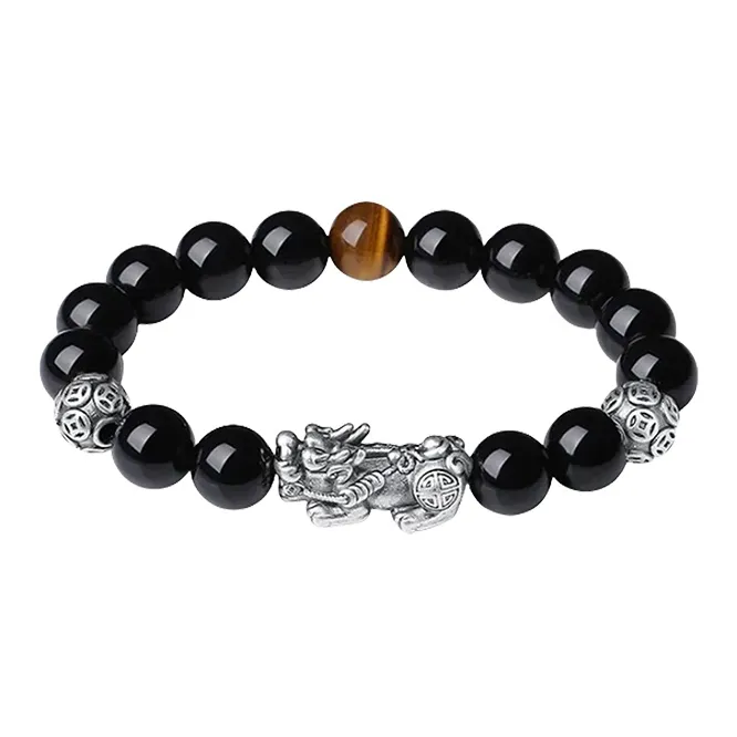 CHINA GOLD Obsidian Jade Bracelets Men's-0