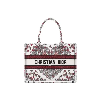 DIOR Fabric Tote Bag, Shopping Bag, Handbag Medium Size Women's Milk White