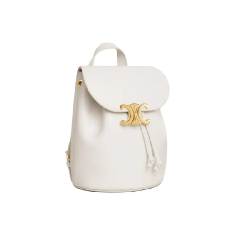 CELINE Triomphe Smooth Cow Leather Backpack Women's White-1