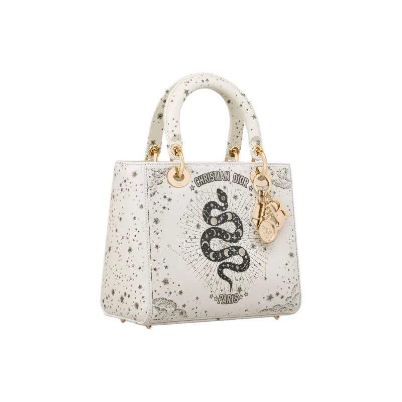 DIOR Lady Dior Cow Leather Lady Dior Bag, Shoulder Bag, Crossbody Bag, Handbag Medium Size Women's Milk White-1