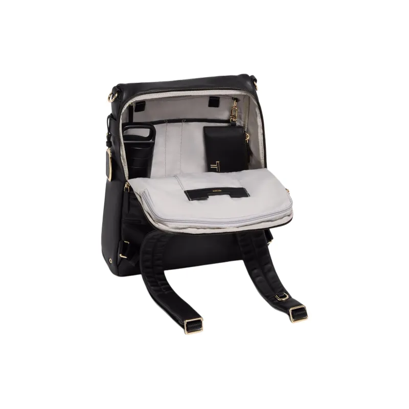 TUMI Voyageur Leather Backpack Women's Black-4