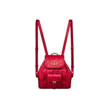 DIOR Caro Sheepskin Backpack Small Size Women's Garnet Red