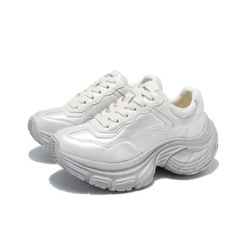 LIANGHUO Cushioning Anti Slip Wear Resistant Impact Resistant Low Top Chunky Sneakers Women's Champagne Silver