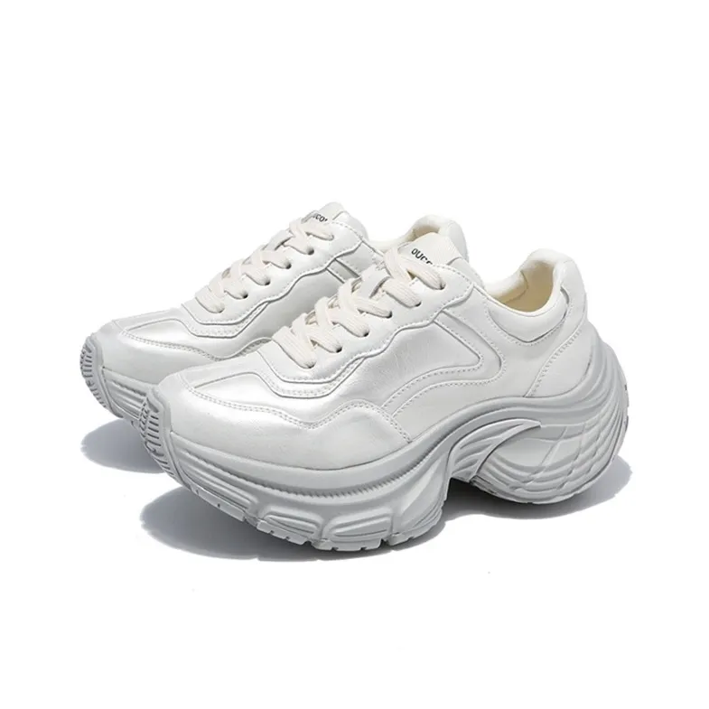 LIANGHUO Cushioning Anti Slip Wear Resistant Impact Resistant Low Top Chunky Sneakers Women's Champagne Silver-0