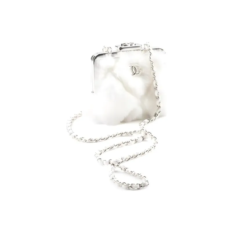 CHANEL Shearling Sheepskin Mini Bag One Shoulder Crossbody Clutch Mini Women's White-1