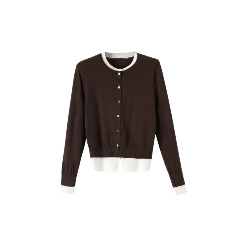 Late White Knitwear Women's Dark Coffee-0