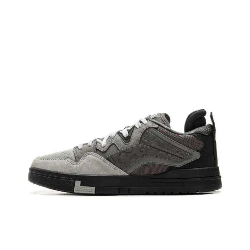 LiNing Wave Pro Anti Slip Wear Resistant Low Top Skateboard Shoes Men's Gray Black-0