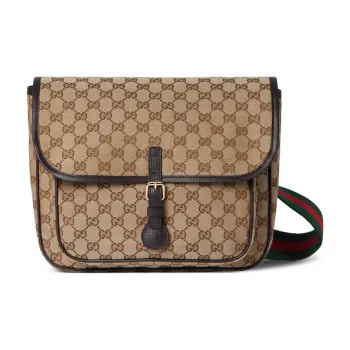 GUCCI Canvas Messenger Bag Crossbody Bag Shoulder Bag Kids' Beige & Dark Brown