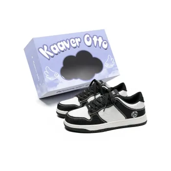 KAAVER OTTO Anti Slip And Wear Resistant Lightweight Low Top Skateboard Shoes Unisex Black White