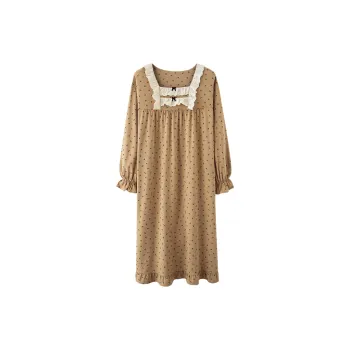 XIAFENYAN Nightgown Women's Brown