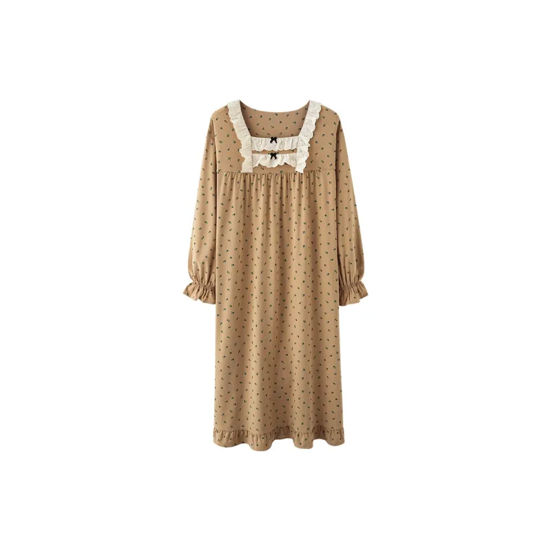 XIAFENYAN Nightgown Women's Brown-0