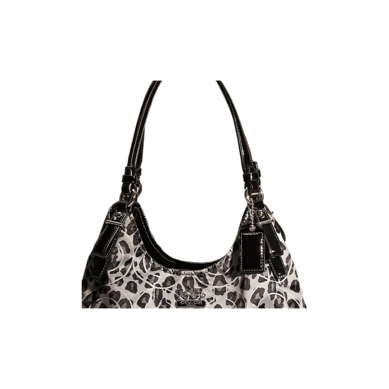 COACH Madison Polyester Shoulder Bag Handbag Crossbody Bag Shoulder Bag Large Size Women's Black White-1