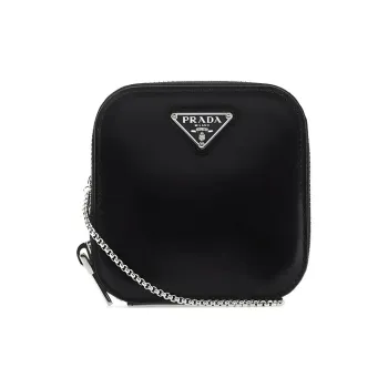 PRADA Leather Crossbody Bag Shoulder Bag Unisex Black