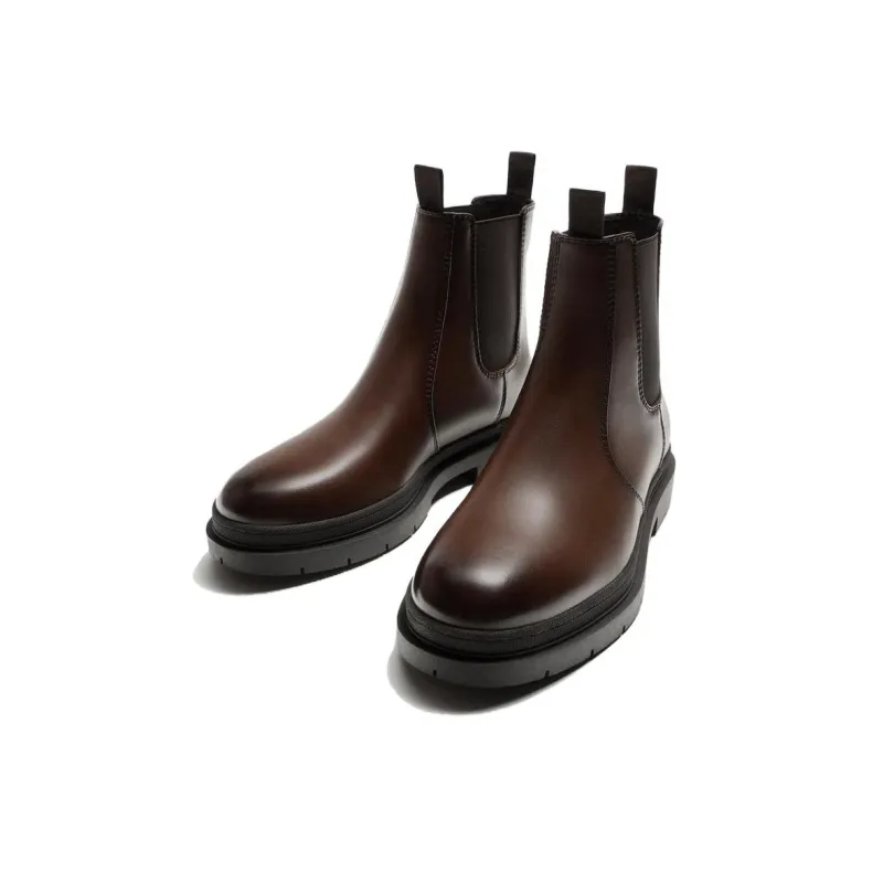 ZARA Short Chelsea Boots Men's Brown-1
