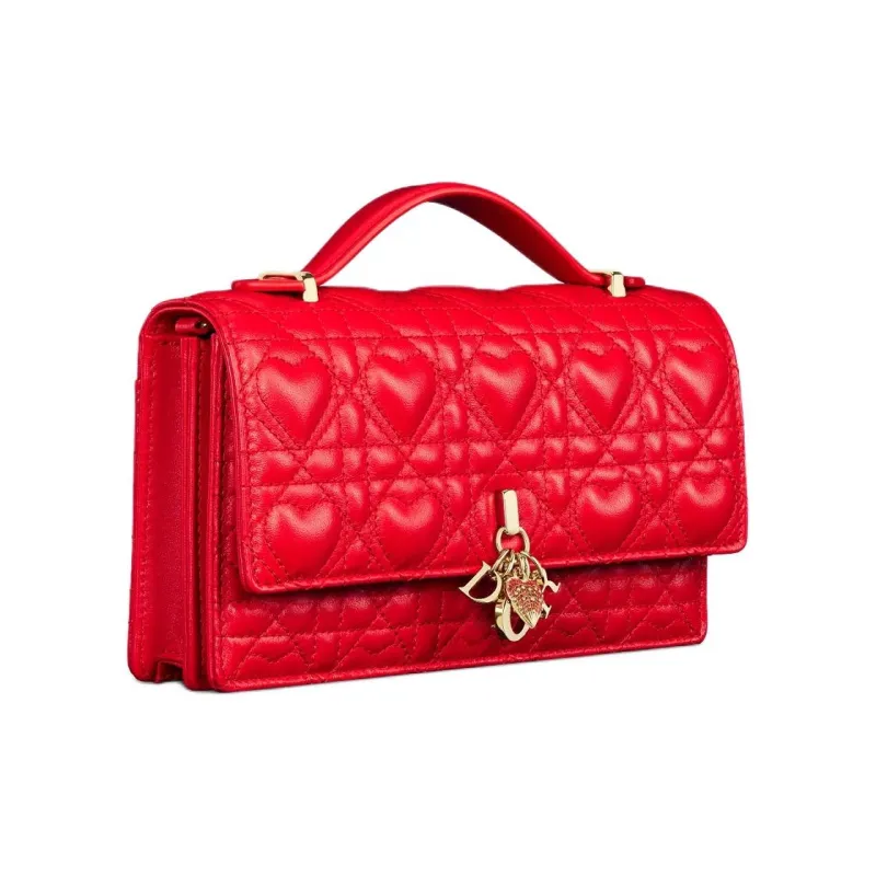 DIOR My Dior Sheepskin Shoulder Bag, Crossbody Bag, Handbag Mini Women's Red-2