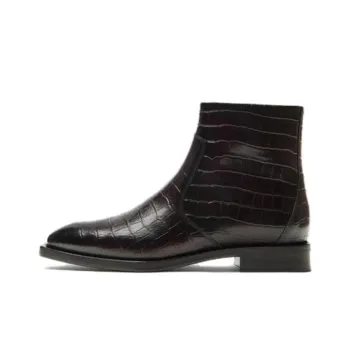ZARA EMBOSSED Ankle Boots Men's Red Black