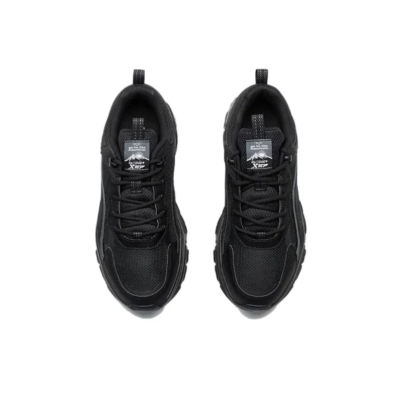 XTEP Non slip Wear resistant Shock Absorption Low Top Outdoor Shoes Women's Black-3