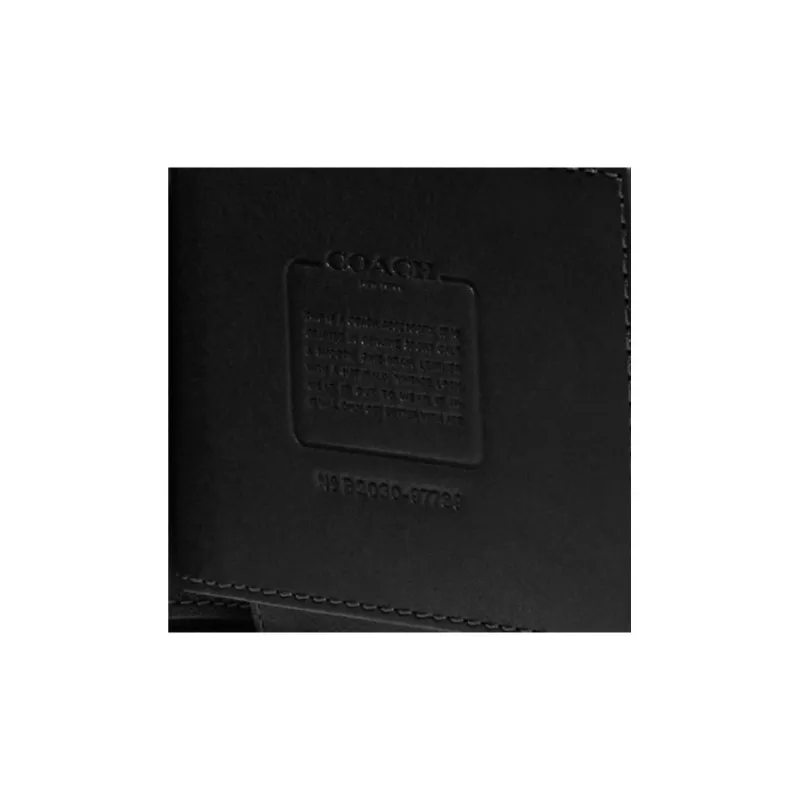 COACH 3 IN 1 Wallet Refined Calfskin Leather 3 in 1 Card Holder, Wallet Men's Black-2