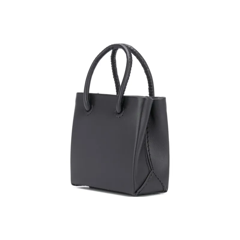 MOSCHINO Cow Leather Tote Bag Shopping Bag Shoulder Bag Crossbody Bag Handbag Small Size Women's Black-3