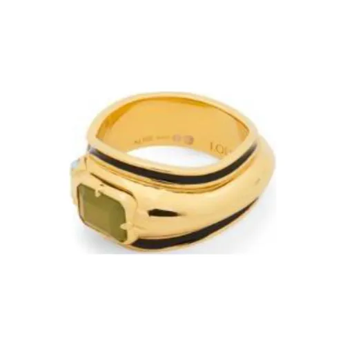 LOEWE Sterling Silver, Enamel, Crystal, Jade Rings Unisex Gold