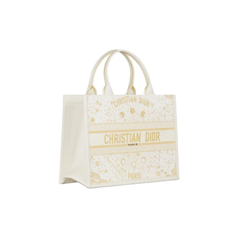 DIOR BookTote Cotton Tote Bag, Shopping Bag, Handbag Medium Size Women's Light Yellow-1