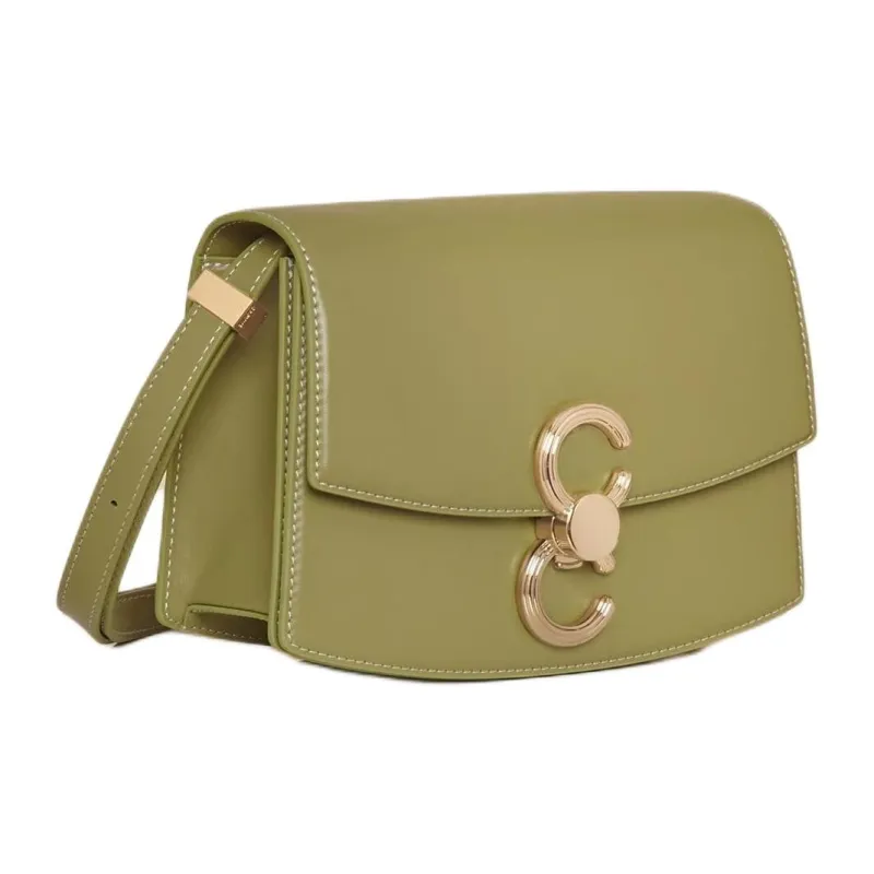 CAFUNE Cow Leather Shoulder Bag Crossbody Bag Small Size Women's Green-0