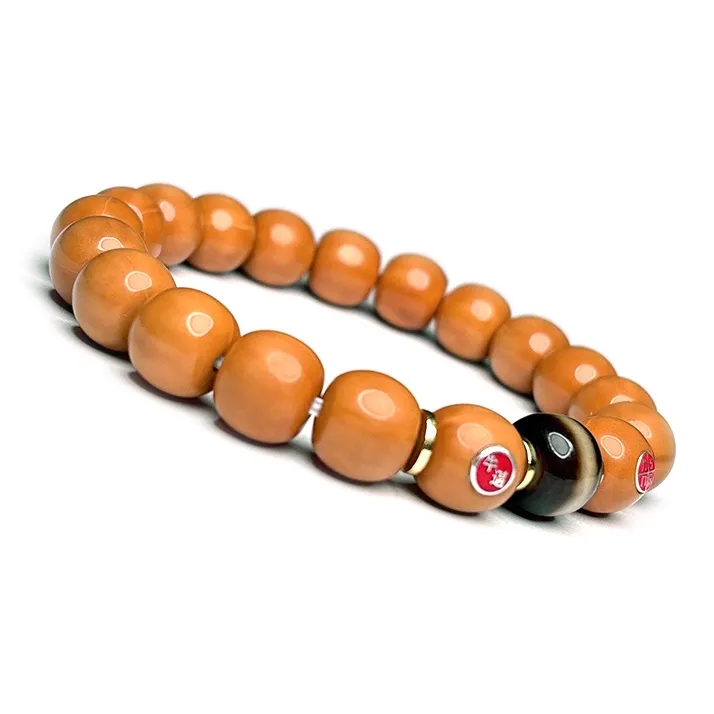 MOUNTAINS AND MANS Monkey Head Walnut New Chinese Style Good Luck Beaded Bracelet Unisex-6