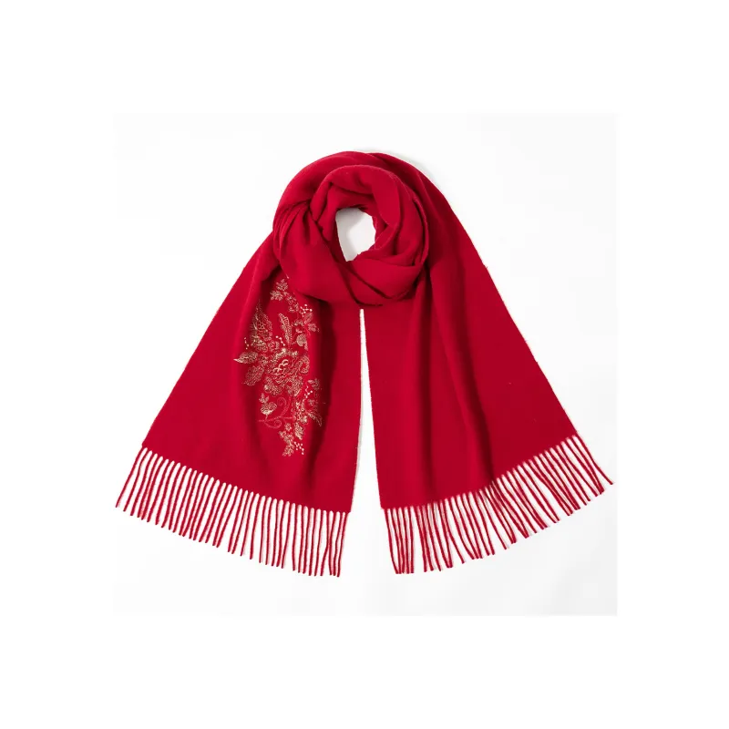 Shanghai Story Sheep Wool Knit Scarves Women's Enchanting Floral Melody-7