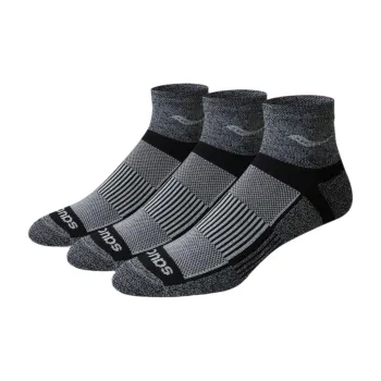 Saucony Inferno Quarter Mid-Calf Socks Unisex 3 Pack Dark Gray