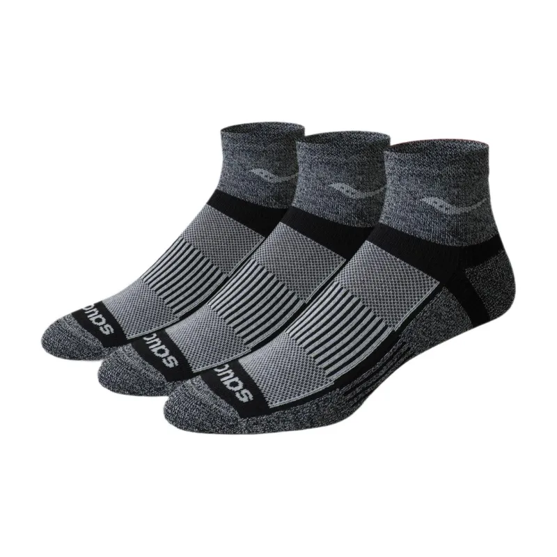 Saucony Inferno Quarter Mid-Calf Socks Unisex 3 Pack Dark Gray-0
